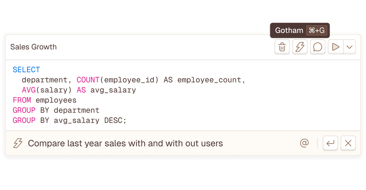 SQL code example